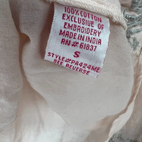 Parker Blouse Womens Sz Small Pink Gray Embroidery Sequins Beaded Long Sleeve - Picture 8 of 9